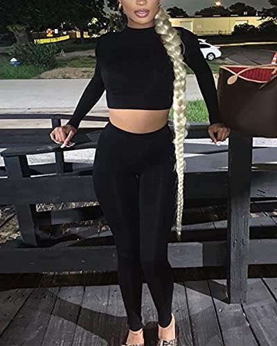 Mulisky feminino de 2 peças roupas de manga longa sexy Bodycon com calça longa conjunto de macacões de rastreamento