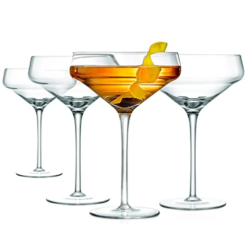 NUTRICHEF 2 Conjuntos de vidro de cristal martini, par de vidro de vinho cristalino e elegante e elegante, soprado,