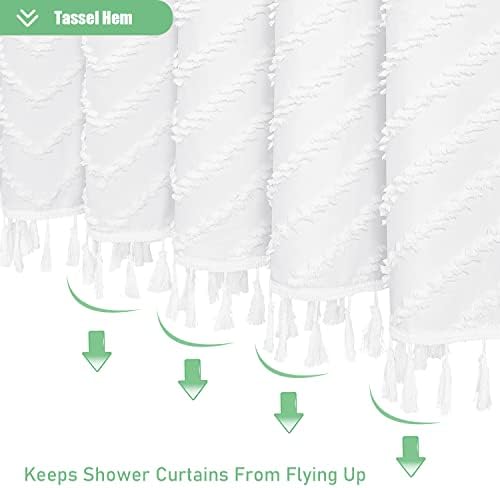 Cortina de chuveiro de tecido dinâmico, 36x72 polegadas meio boho tufted chevron listrado pequeno pano de pano cortinas