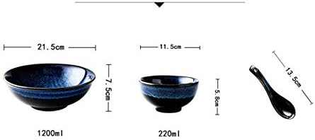 Tigela YMBLS, macarrão de cerâmica tigela de forro de Knenglazed Rice Ramen Bowl Grande Sopa Bowl Salada de frutas instantânea D/B/S