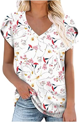 Garotas adolescentes Vneck Cotton Print Flower Logo Fit Relaxed Fit Casual Blouse Shirt for Women Fall Summer H8 H8