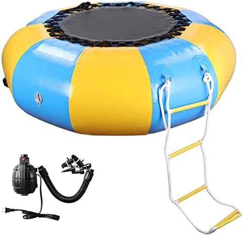 Trampolim flutuante redondo de Beiake, com segurança de água inflável de escada em 4 etapas para o lago, esportes