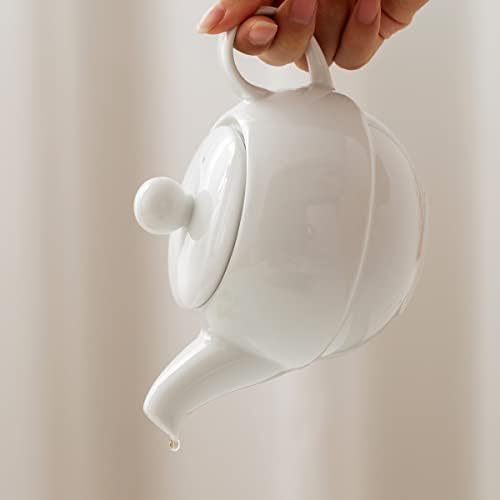 B Bunda de porcelana branca de primeira qualidade Conjunto de chá individual, serviço para um bule de cerâmica de 17 onças com