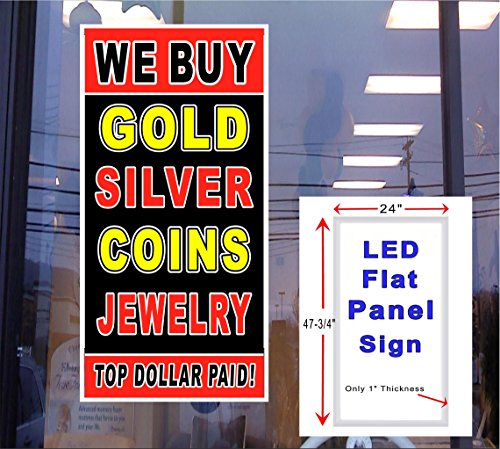 24 x 48 LED Painel Light Box Sign - Compramos jóias de moedas de prata de ouro