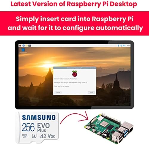 Steadygamer - 256 GB de Raspberry Pi Pré -carregado EVO Plus Micro SD Card | 400, 4, 3b+, 3a+, 3b, 2, zero | Compatível