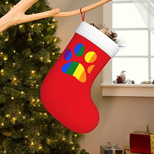 Qg zzx meias de natal com branco super macio punho de pelúcia lgbt pata orgulho de Natal meias decorações de natal Decorações