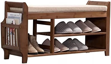 Banco de rack de armazenamento de sapatos Mfchy com mobília do corredor da sala de sapatos de almofada de duas camadas de almofada de duas camadas