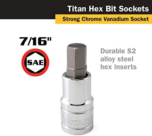 Titan 15661 1/2 polegada de acionamento x 7/16 polegadas de bit hexade