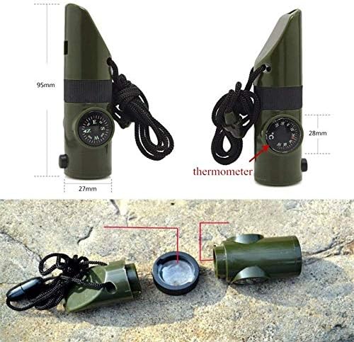 Liujun 7in1 de sobrevivência de emergência Whistle Compass Multifunction Tool Lantermômetro de armazenamento de lanterna
