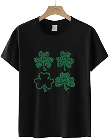 O dia de St. Patrick está no topo das femininas da tripulação shamrock, camisetas de férias curtas de manga curta, camisas