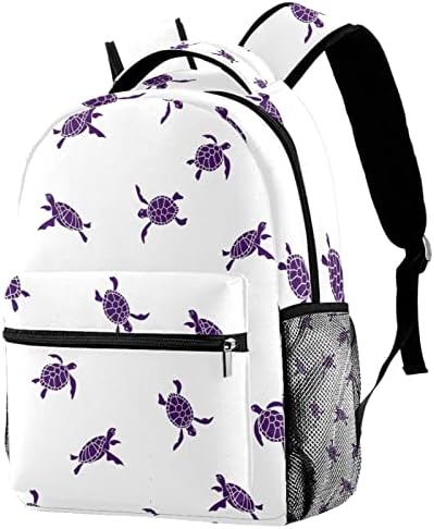Kapohu roxo tartaruga padrão de tartaruga de mochila casual para meninos para meninos laptop bookbag bolsa de viagem para homens mulheres 11.5x8x16in
