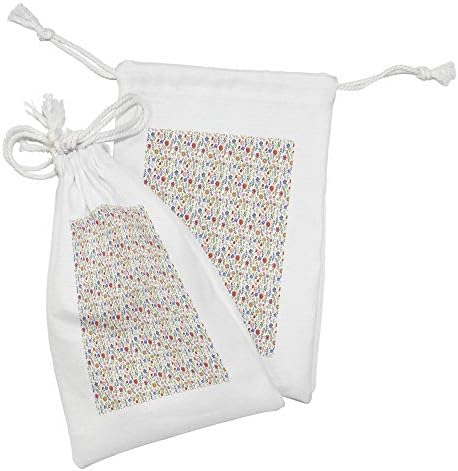 Conjunto de bolsas de tecido floral de Ambesonne de 2, composição de flores com ilustração natural ilustração de pétal