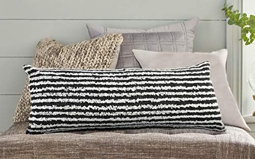 LR Home Wispy Ways Lombar Pillow, 14 x 36, preto/creme