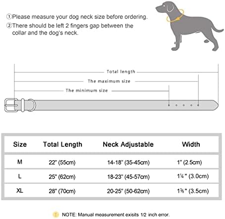 Colares de cachorro de couro genuíno DIDOG, colar de cachorro de couro macio com hardware de metal resistente ajustável e colar de estimação durável para cães grandes médios