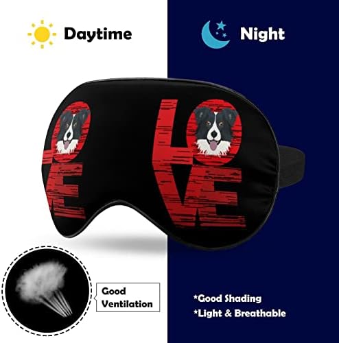 Love Border Collie Máscara para o olho para dormir, Blackout Night -Goldfold com cinta ajustável para homens mulheres viagens de ioga na soneca