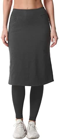 Saia longa modesta feminina de Hokoyi com leggings presos bolsos midi encobrimento de treino Skirted capris