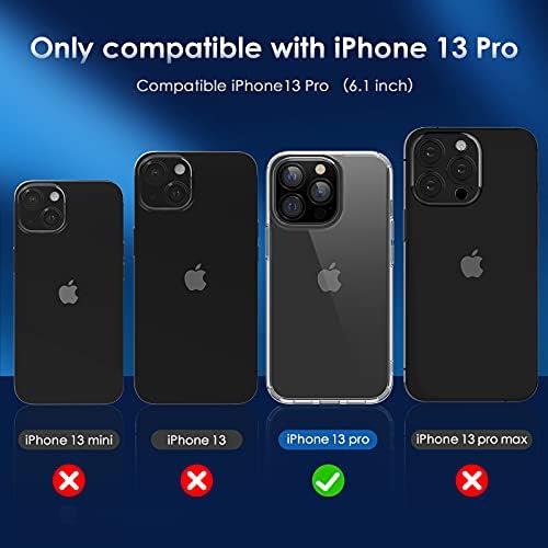 FLOVEME Compatível com o iPhone 13 Pro Case Clear, [não amarelo] Caixa de telefone protetora à prova de choques finos para iPhone