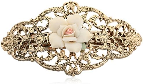 1928 Jóias de jóias de porcelana de marfim de marfim de barrette de cabelo rosa