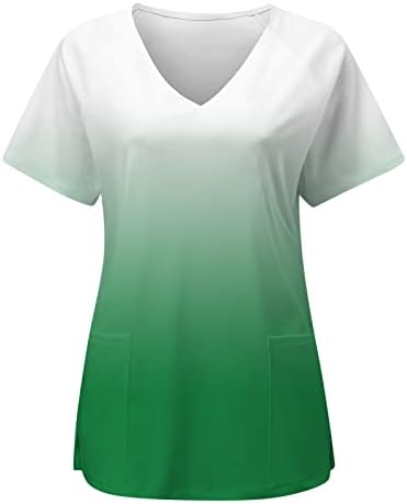 T-shirt de manga curta de manga curta de grande tamanho feminina V Impressão de pescoço de pescoço de verão relaxado casual blusa