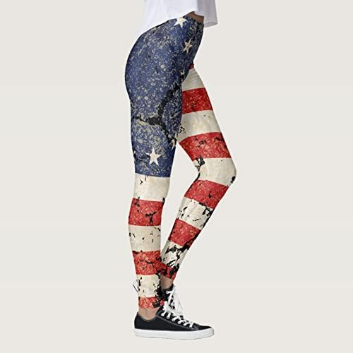 4 de julho Leggings for Women Tummy Control USA Flag Star Star Pontas de Jogador