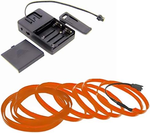 1 pacote 5m/16,4ft Luz de neon laranja LED GLOW EL WIRE - 2,3 mm de espessura - alimentado por 6V portátil - 4AAA - Artesanato de fios