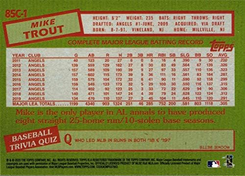 2020 TOPPS 1985 Silver Chrome Refractor 85c-1 Mike Trout Baseball Card