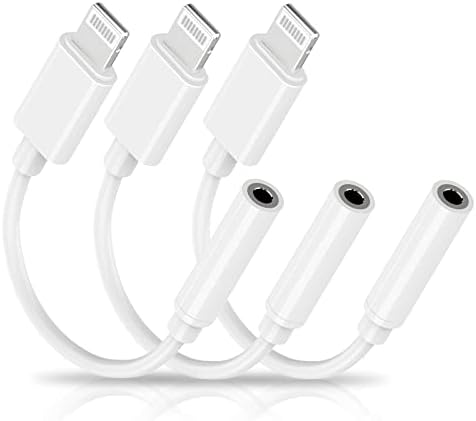 Lightning a 3,5 mm de fone de ouvido adaptador, 3 pacote [Apple MFI Certified] Adaptador de fone de ouvido Jack