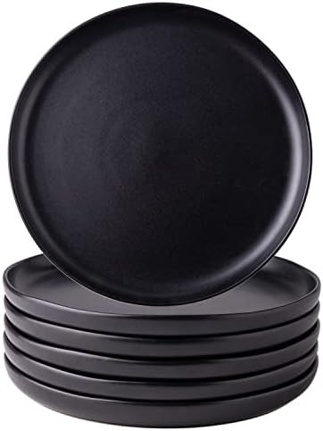 Placas de jantar de cerâmica de AmoraRc conjunto de 6, RIM ondulado de 10,5 polegadas conjunto de louça, pratos grandes de