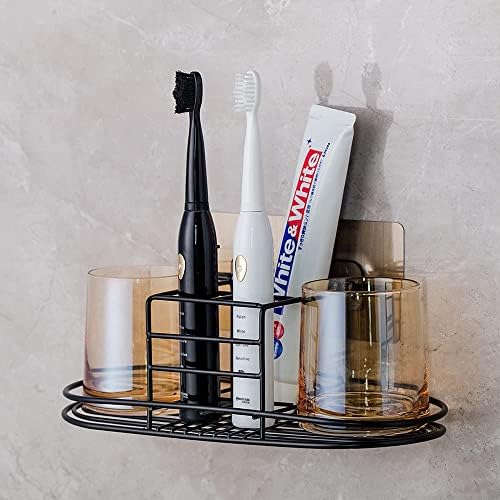 Porta-escova de dentes com porta-copo porta-dentes elétricos porta-dentes, suporte de pasta de dentes, banheiro de aço