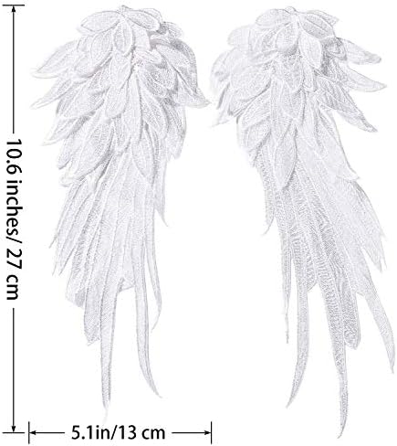 Onwon 1 par 3d Angel Wings decote bordado Appliques Appliques Costura em patches brancos pequenos