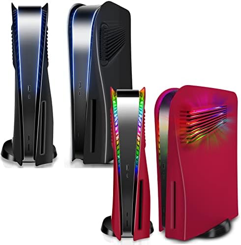 Placa de console PS5 com ventilação e tira de luz LED RGB e placas de tampa do console PS5 para edição de disco
