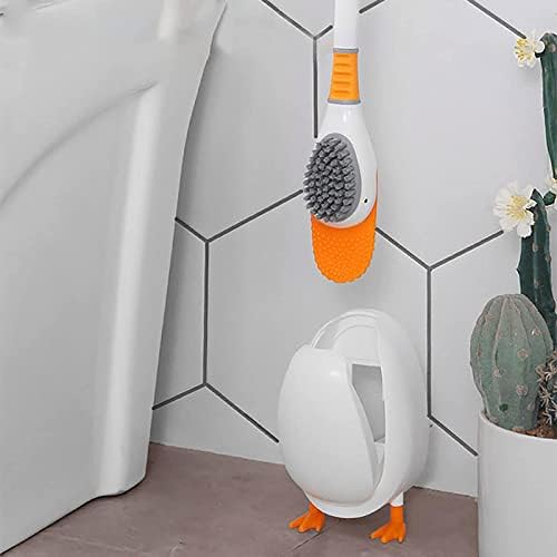 Brusco de vaso sanitário de pato de mergulho-Ferramenta de limpeza de banheiro de silicone montada na parede, sem perfuração