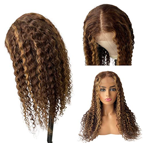 Mel loiro de renda encaracolada perucas dianteiras cabelos humanos para mulheres negras 13x4x1 t Parte da peruca frontal