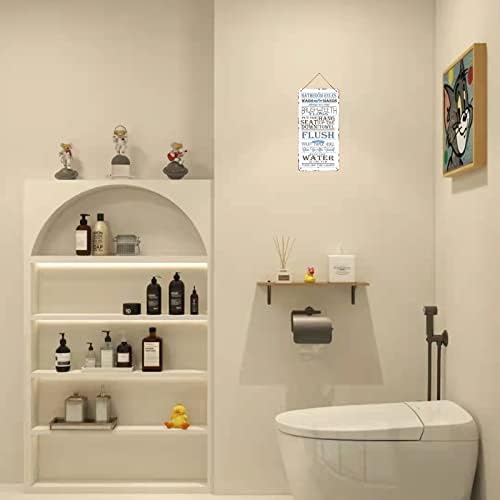 Qizohe regras de banheiro engraçado lavar suas mãos de metal vintage pendurado signo de fazenda decoração de casa para
