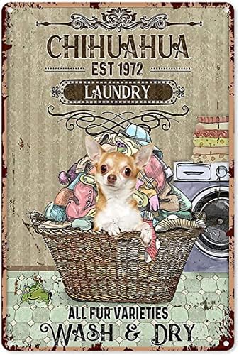Lavanderia de lavanderia sinal de lata Branca Poodle Dog Company Companhia de lavagem e decoração de metal seco decoração