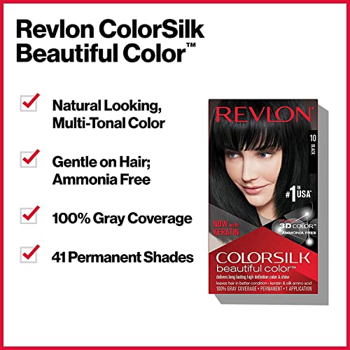 Cor de cabelo permanente por Revlon, tintura de cabelo permanente, Colorsilk com cobertura cinza, livre de amônia,