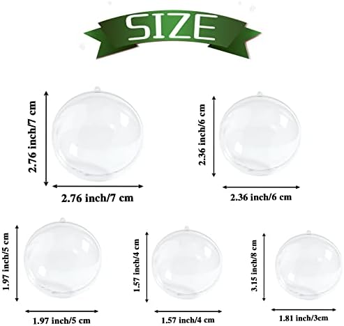 25 PCS ornamentos de ornamentos de plástico de plástico transparente, bolas de ornamentos de plástico transparente acrílico,