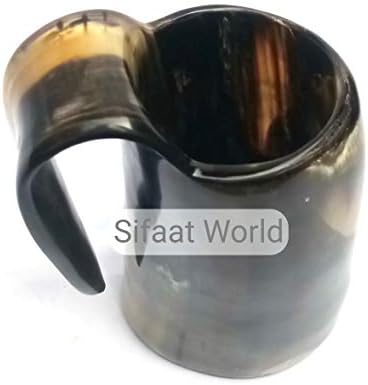Sifaat World World Vintage Handicraft Viking Tamanho médio bebendo Copo de caneca de chifre preto