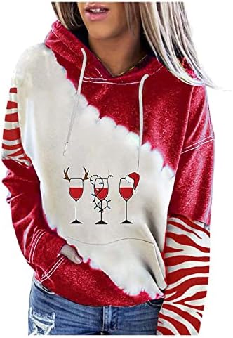 Camisa de flanela com capuz Mulheres de Natal de manga longa Casual suéteres casuais para mulheres