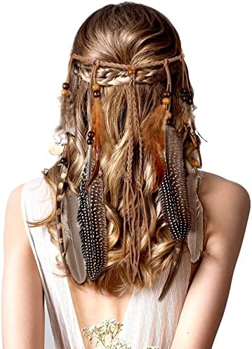 Xunyee Feather Band da cabeça da cabeça da cabeça da cabeça para mulheres acessórios hippies Acessórios para cabelos da faixa indiana de penas para fantasia