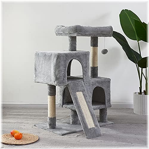 Torre de gato, árvore de gatos de 34,4 polegadas com tábua de arranhão, 2 condomínios de luxo, árvore de gatos de vários níveis,