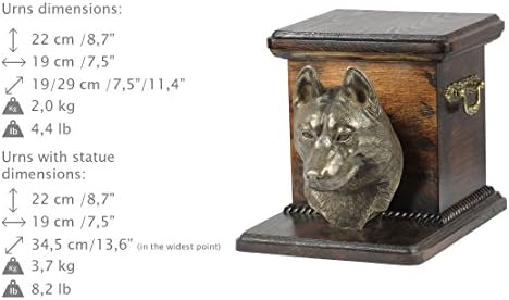 Husky siberiana, memorial, urna para as cinzas de cachorro, com estátua de cachorro, Artdog