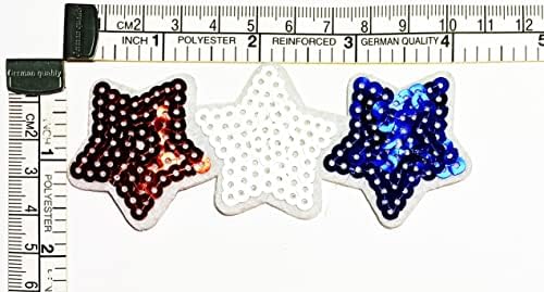 Kleenplus 3pcs. Estrelas fofas vermelhas azuis brancos cor de cor, desenho animado fofinho crianças crianças ferro em remendo