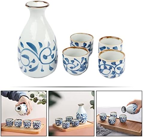 Bestonzon 3 peças para dispensador Pottery Botther Botther Wine xícaras de licença Casa japonesa Aquecimento de mãos, colorido Ochoko Holdres Style Recifers Saki Tradicional com Tokkuri multiuso