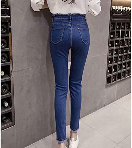 Maiyifu-gj de cintura alta de mulheres destruídas jeans crus jeans skinny boycle jeans calças casuais lápis jean calças