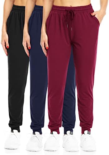 Calça de moletom feminino com zenex com bolsos, corredores de cordão para mulheres diminuíram as calças casuais de Yoga Lounge