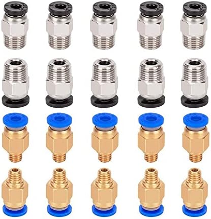 EZQNIRK 20PCS PC4-M6 Ajuste pneumático Push para conectar + PC4-M10 Rápido no ajuste