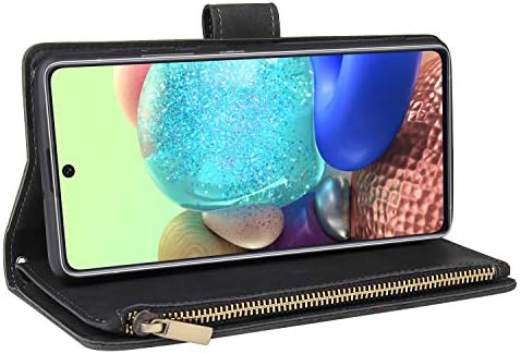 Caixa da carteira Chicaase para o Galaxy A71 5G, Flip Leather Zipper Pocket Kickstand Holder Slots com capa de telefone protetora