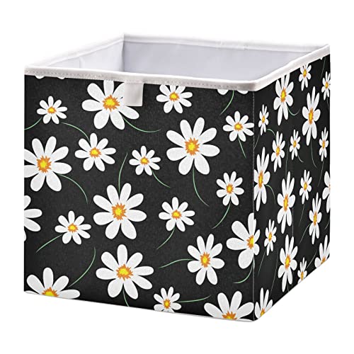 Daisy Cube Bin Bin Bins de armazenamento dobrável cesta de brinquedos à prova d'água para caixas de organizador de cubos para berçário Livro de escritório para crianças de armário para crianças - 15.75x10.63x6.96 em