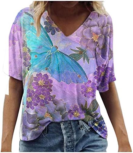 Camisetas qxuan t para mulheres plus size size de manga curta Blusa floral túnicas de verão tops para mulheres casuais boho